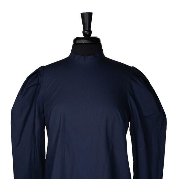 Free People Women's Shirt Blue Button Puff Sleeve Boho Peasant Blouse Top Size M - Picture 5 of 10